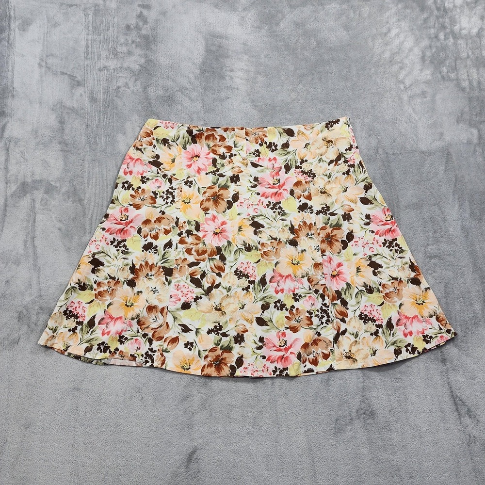 Vintage Fashion Bug Skirt Women 20W Multicolor Floral A-Line Mini Stretch Casual
